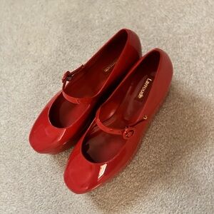 Larroude Red Platform Mary Jane Shoes